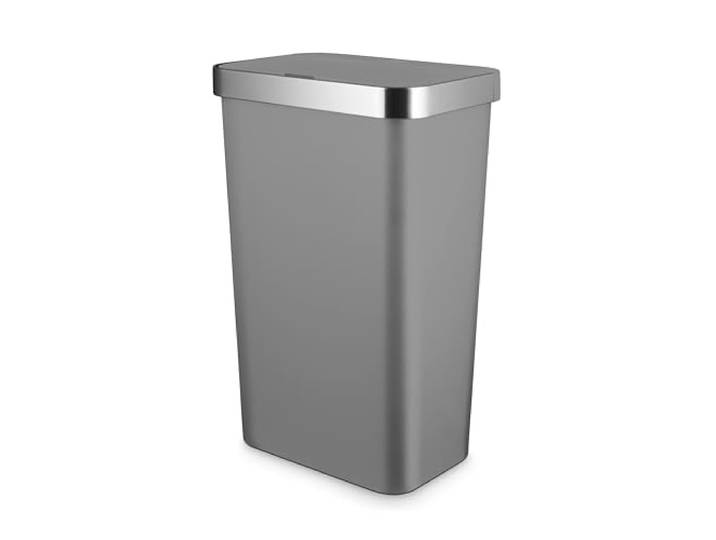 Tower T838028GRY Rechteckiger ABS-Sensor-Mülleimer mit Müllbeutel, Haltering, 50 l, Grau