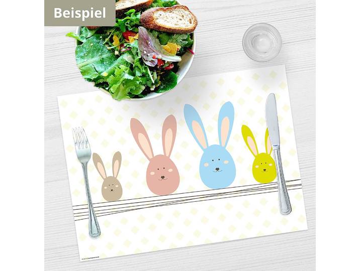 Tischset Österliche Hasen II 12er-Set 44 x 32cm Multicolor