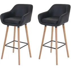 2er-Set Barhocker Vaasa T381, Barstuhl Tresenhocker ~ Kunstleder, schwarz