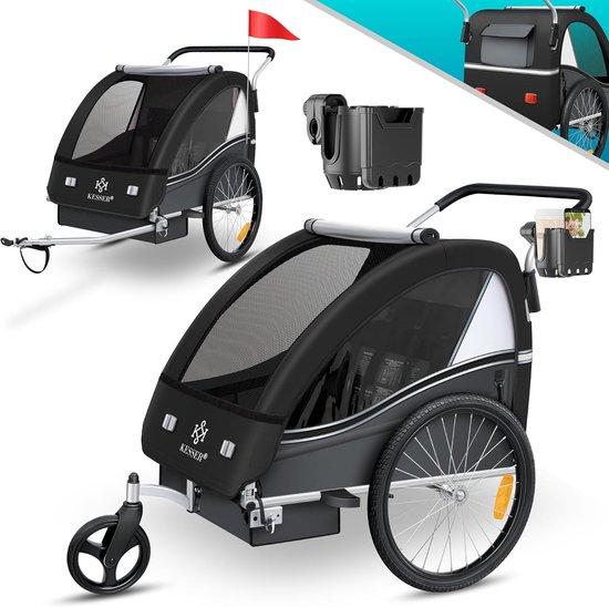 Kinderfahrradanhänger - Fahrradanhänger für Kinder - Aktive Familie - 2-in-1 Design - Max. 40 kg - Schwarz/Anthrazit