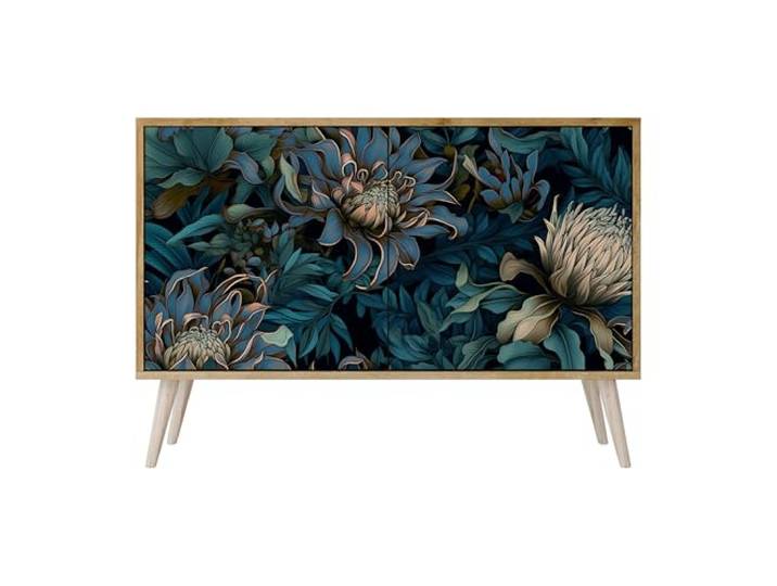 SPACEREBELS Moderne Kommode Mit 2 Türen 111x57,3x42 cm Kleiderschrank mit Mustern Komodenschrank Möbel TV Schrank Sideboard Flurkommode Wohnzimmer Mehrzweckschrank Flur Natur