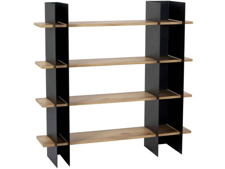 Bücherregal Georis Schwarz MDF B 120 H 120 cm - Bücherregal