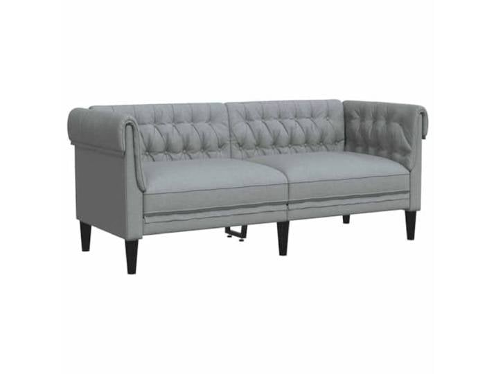 GHVBNMF Chesterfield-Sofa 2-Sitzer Hellgrau Stoff Polstermöbel Klassische gerollte Armlehnen und weiche Schaumstoff-Polsterung bieten Stil und Komfort fürs Wohnzimmer und Schlafzimmer.
