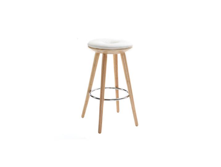Tabouret de bar scandinave blanc et bois clair 66 cm NORDECO