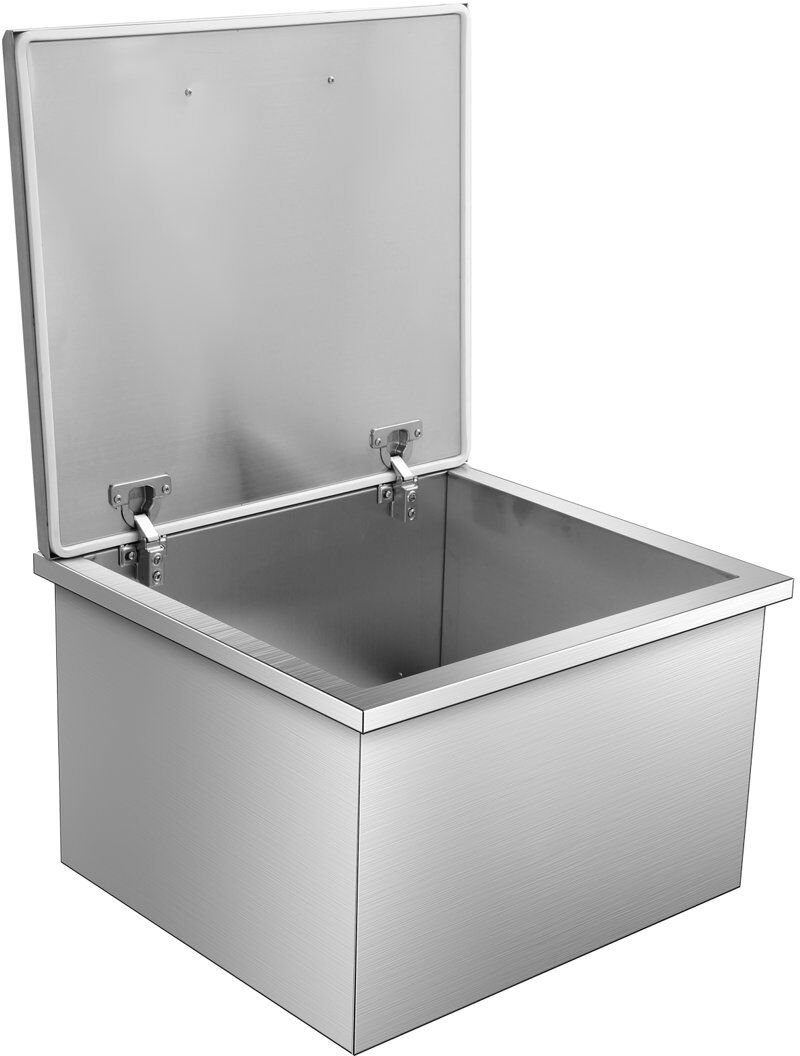 Rebrilliant 304 Stainless Steel Drop-In Ice Chest, Built-in Drinks Cooler Well with Hinged Lid & Drainage Pipe, Commercial Ice Bin for Outdoor Kitchen, Garden Bar Stainless Steel 33.02cm H X 45.72cm W X 50.8cm D