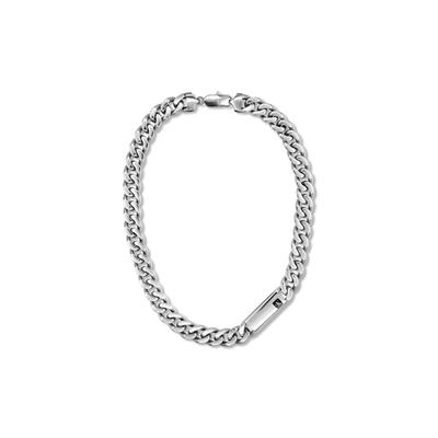 Gliederkette CALVIN KLEIN "CK HALLMARK", silber (edelstahlfarben, schwarz), Halsketten, Herren, Edelstahl, L: 51 B: 14mm, Gliederkette, Emaille, B:14mm