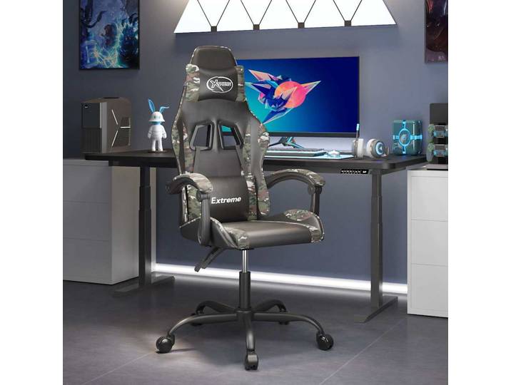 vidaXL Gaming-Stuhl Schwarz und Tarnfarben Kunstleder