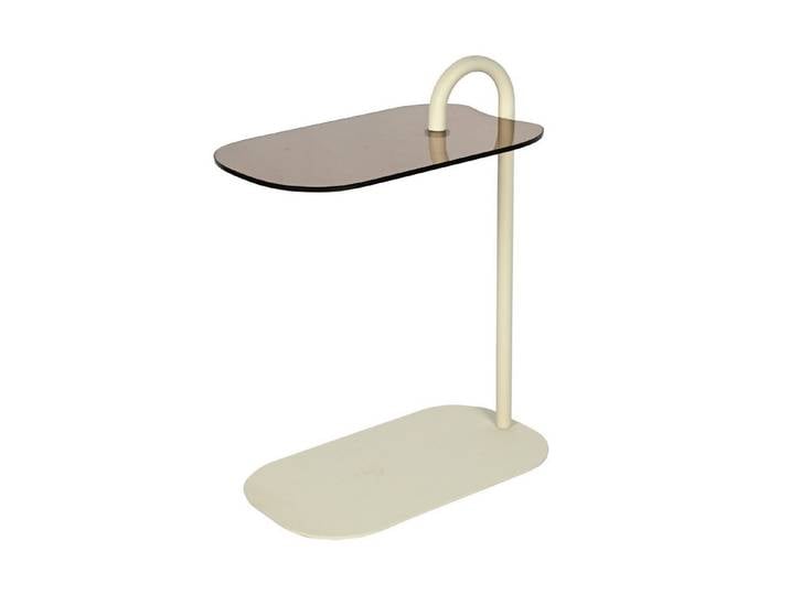 Couchcenter Beistelltisch Beistelltisch Amy Couchtisch Glas Stahl Beige oder Schwarz, Tischplatte aus Glas