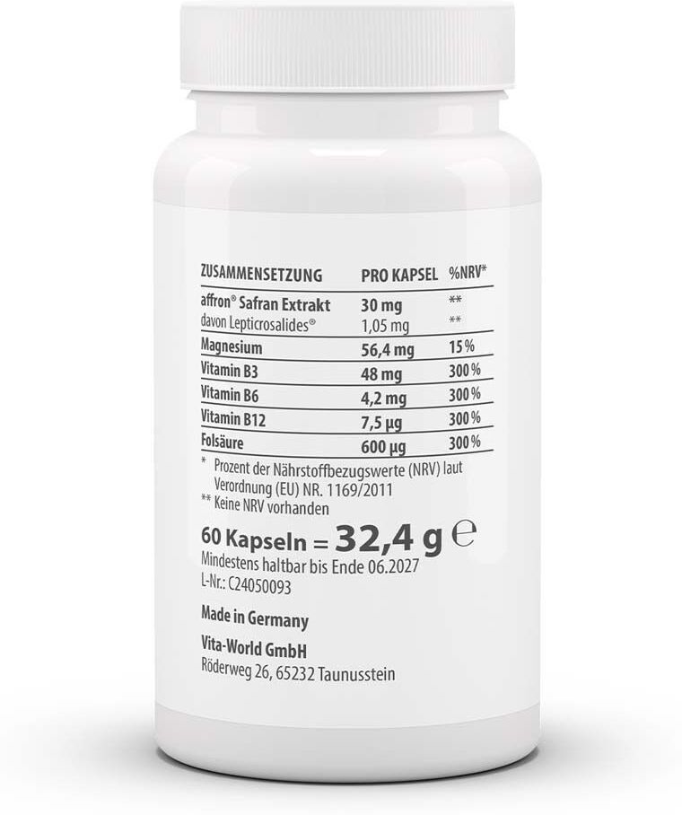 vitaworld Safran Extrakt 30 mg Kapseln 60 St