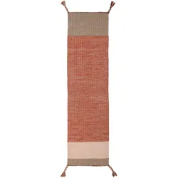 WOLLTEPPICH handgewebt WEY, gestreift, Rot, 60 x 200 cm