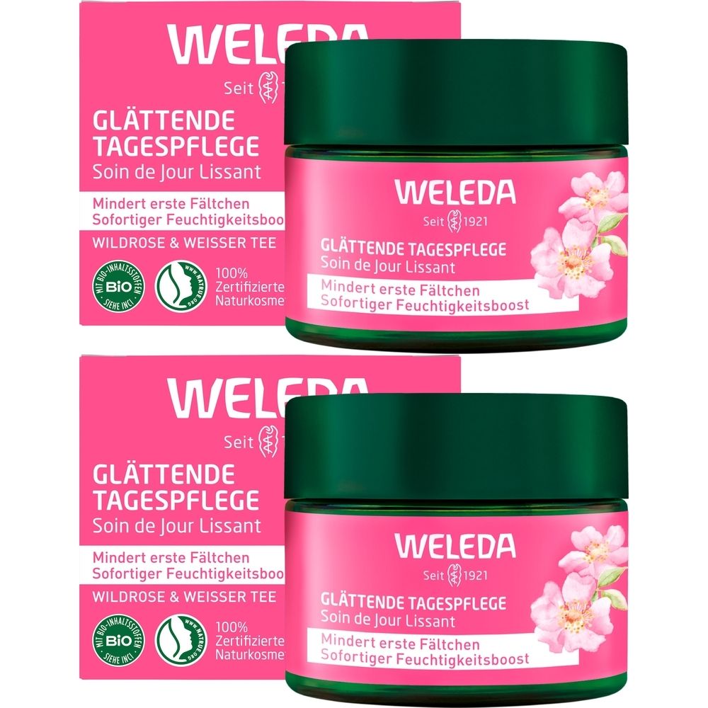 Weleda glättende Tagespflege Wildrose & weißer Tee 2x 2x40 ml Creme