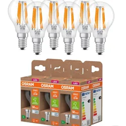 6er Set OSRAM E14 LED Lampe Classic klar 1,2W wie 25W neutralweißes Licht 4000K - Energy efficiency class A