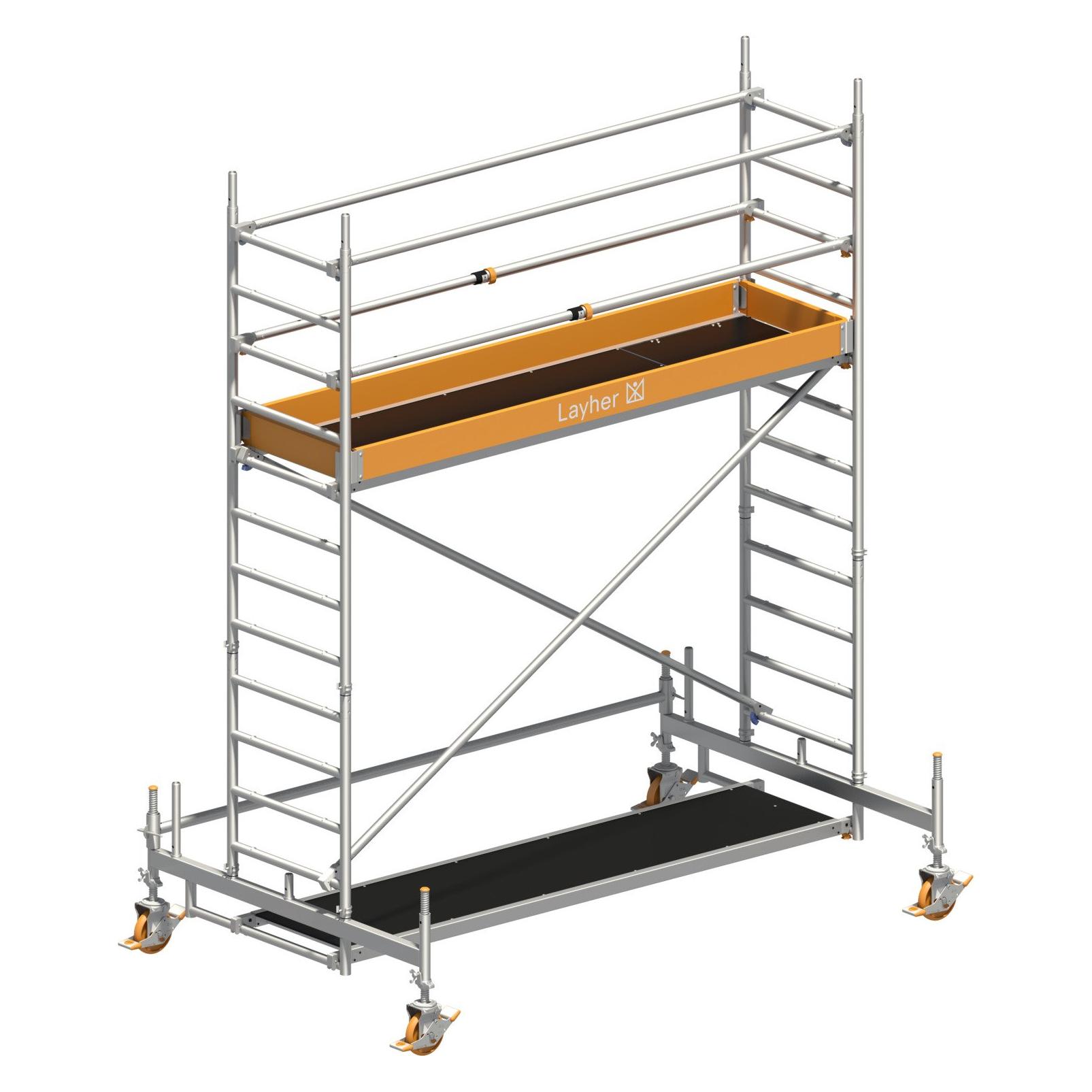 Layher Uni Standard P2 mit Uni Telegeländer, 1411102 max. Plattformhöhe, 2.35 m (235 cm) (229220)