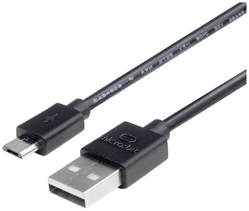 BBC micro:bit MEFUSBB30AV1 Daten-/Strom-Kabel [1x USB 2.0 Stecker A - 1x USB 2.0 Stecker Micro-B] 0.30m Schwarz