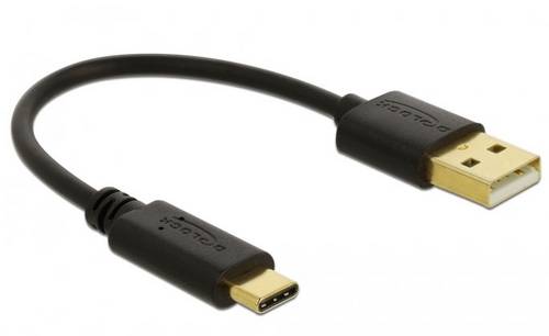 Delock USB-Kabel USB-A Stecker, USB-C Stecker 0.15m Schwarz 85354