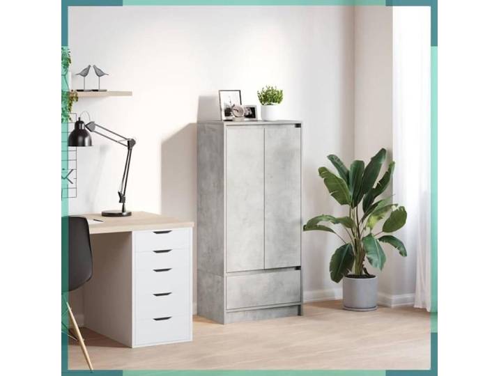ASHATA Armoire avec tiroir gris béton 55 5x34x119 5 cm bois ingénierie -FHE861646
