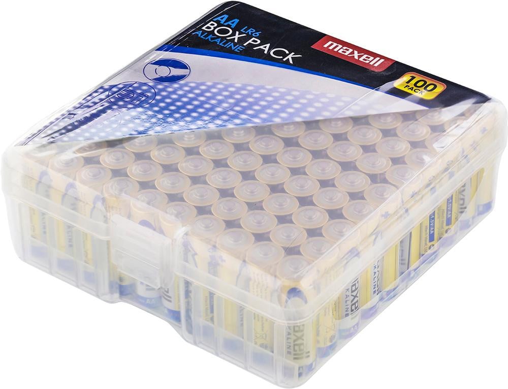 Maxell AA Mignon LR6 alkaline batterijen verpakking van 100 stuks
