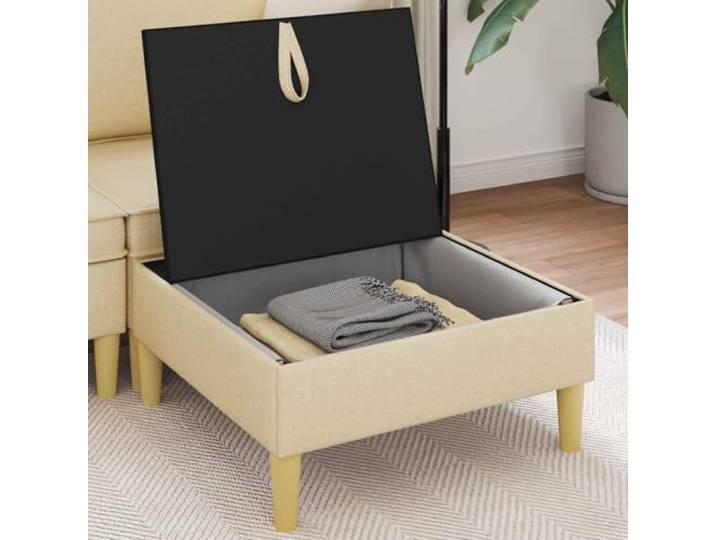 KTHLBRH Quadratischer Sitzsack mit Aufbewahrungsbehälter aus Stoff Sitzfläche mit Schaumstoff, Struktur aus Sperrholz, braune Beine, Verwendung im Innenbereich