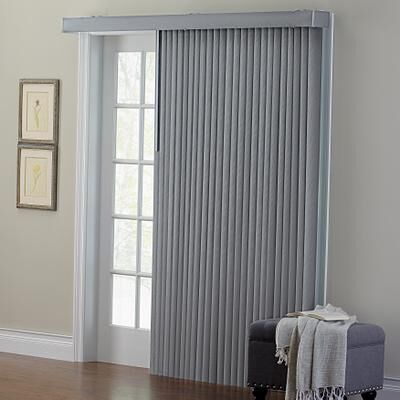 "Wide Width Embossed Vertical Privacy Slat Blinds by BrylaneHome in Grey (Size 66"" W 84"" L) 3.5 inch Slats Window Privacy Reversible"