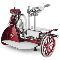 Fac - Allesschneider Manuelles Schwungrad Modell 250 VO C (CURVYLINE) mit geblümtem Schwungrad - ROT
