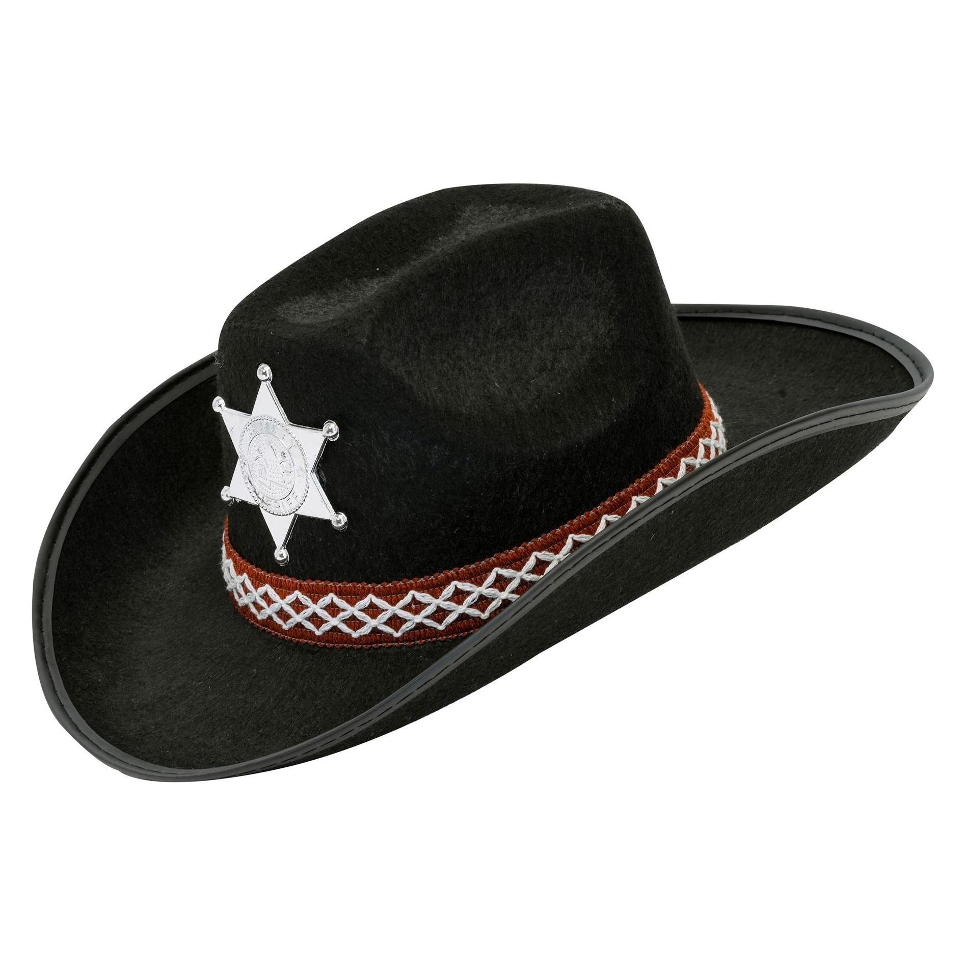 Widmann SCHWARZER COWBOYHUT MIT SHERIFFSTERN Kindergrösse (21089)