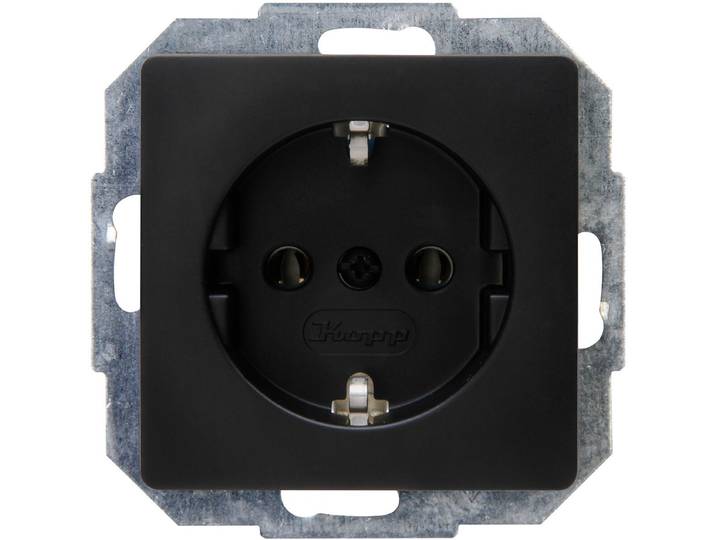 KOPP - Wandcontactdoos - Paris HK05 - Inbouw - 1-voudig Enkel Stopcontact - Randaarde - Mat Zwart