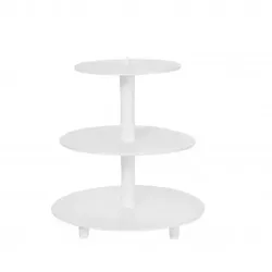 Glatte, dreistöckige Tortenplatte, Ø 34 - 30 - 23 cm, Gesamthöhe 36 cm, aus Kunststoff
