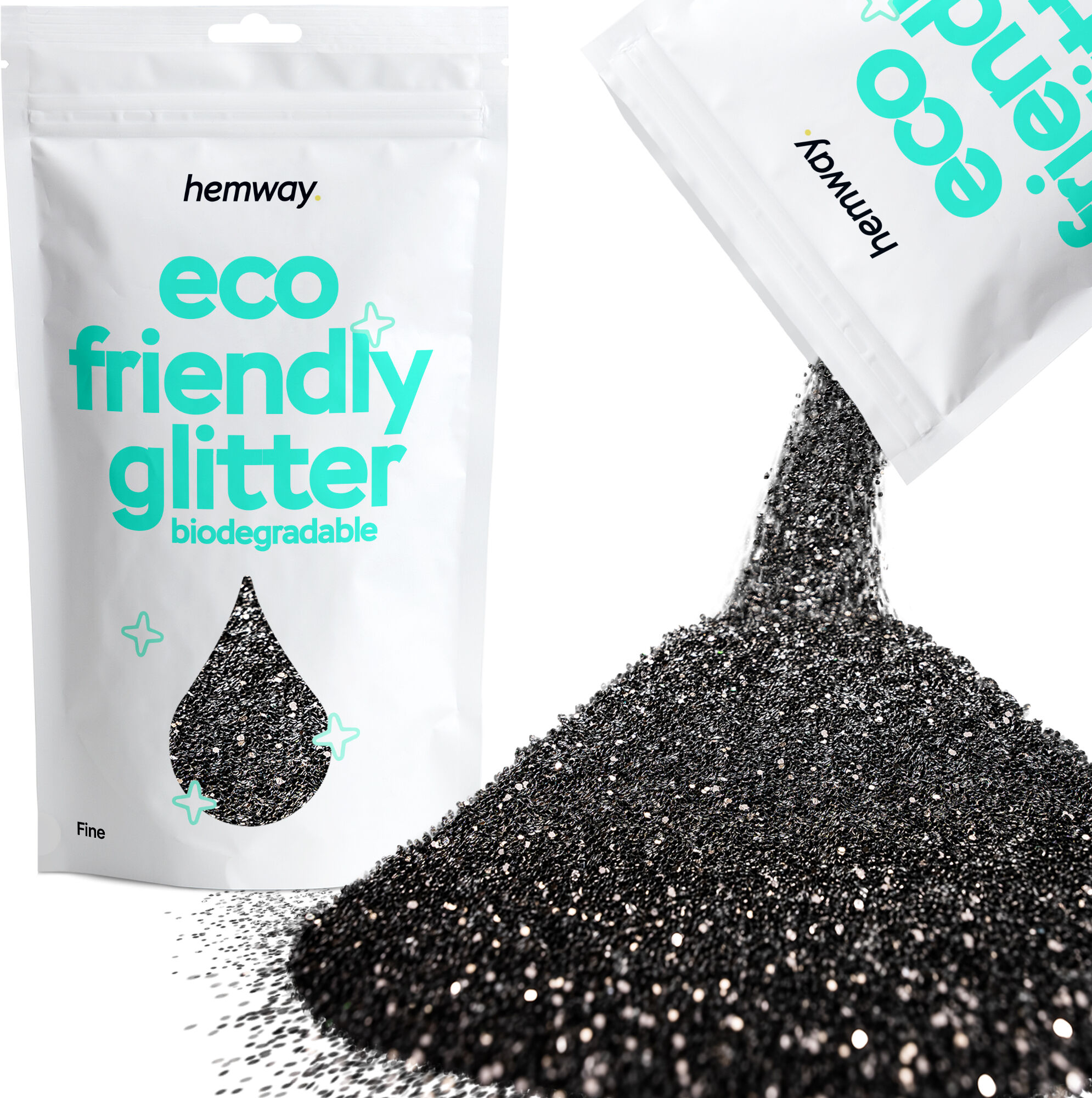 Hemway Biodegradable Eco Friendly Glitter 100g / 3.5oz   Black   DIY, Decoration, Arts & Crafts - Black - Fine 100g