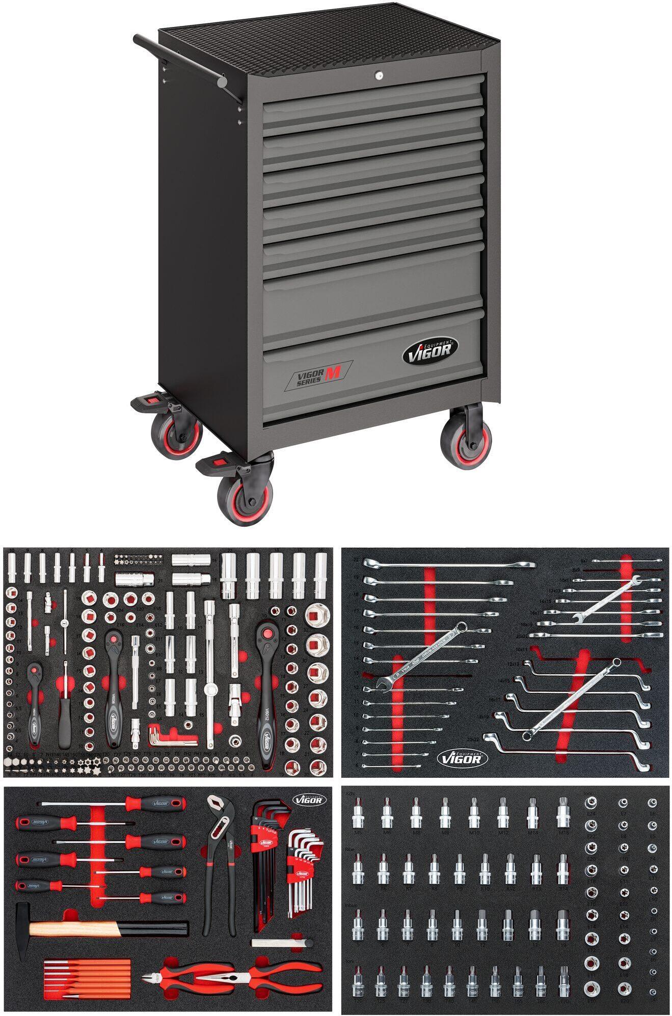 VIGOR Werkstattwagen Series M mit Sortiment V2712N 320-teilig