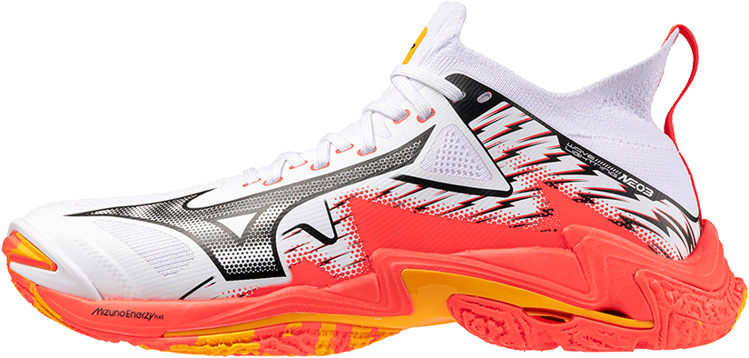 Mizuno Wave Lightning Neo 3 (25) - Sisäpelikenkä (White/Fiery Coral 2/Citrus) - UK 9,5 (EUR 44 / 28,5 cm)