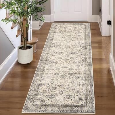 Garvee Washable Vintage Medallion Distressed Area Rug