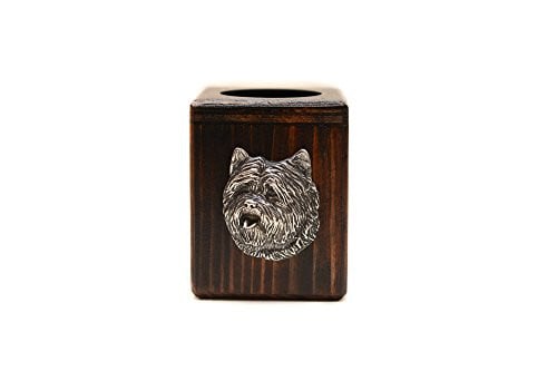 Art-Dog Cairn Terrier houten kaarsenhouder voor waxinelichtjes
