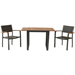Merxx Paxos Gartenmöbelset 3tlg., 2 Stapelsessel, 1 Balkonausziehtisch, Aluminium/Akazie/Textil