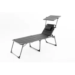 SOLAX-SUNSHINE Komfort-Sonnenliege inkl. Kissen gepolstert aus Aluminium, ca. 193 x 67 x 32 cm - Schwarz
