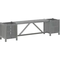Helloshop26 - Gartenbank Terrassenmöbel Terrasse mit 2 Pflanzkästen 150 cm graues Akazienholz 02_0011340