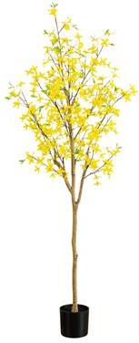 Nearly Natural 6-ft Artificial Forsythia Tree - Green