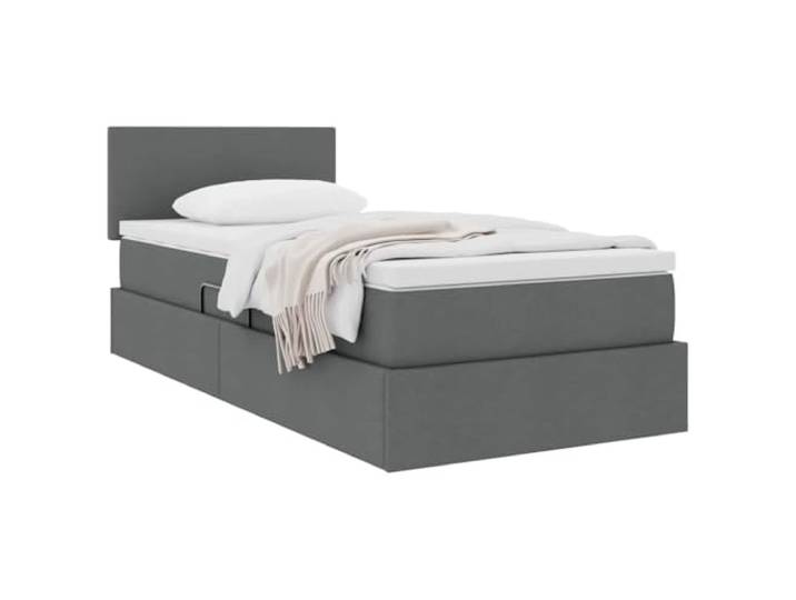 KTHLBRH Boxspringbett dunkelgrau 100 x 200 cm mit Matratze Minimalistisches Design, stabiler Rahmen, Hebemechanismus, rechteckige Form