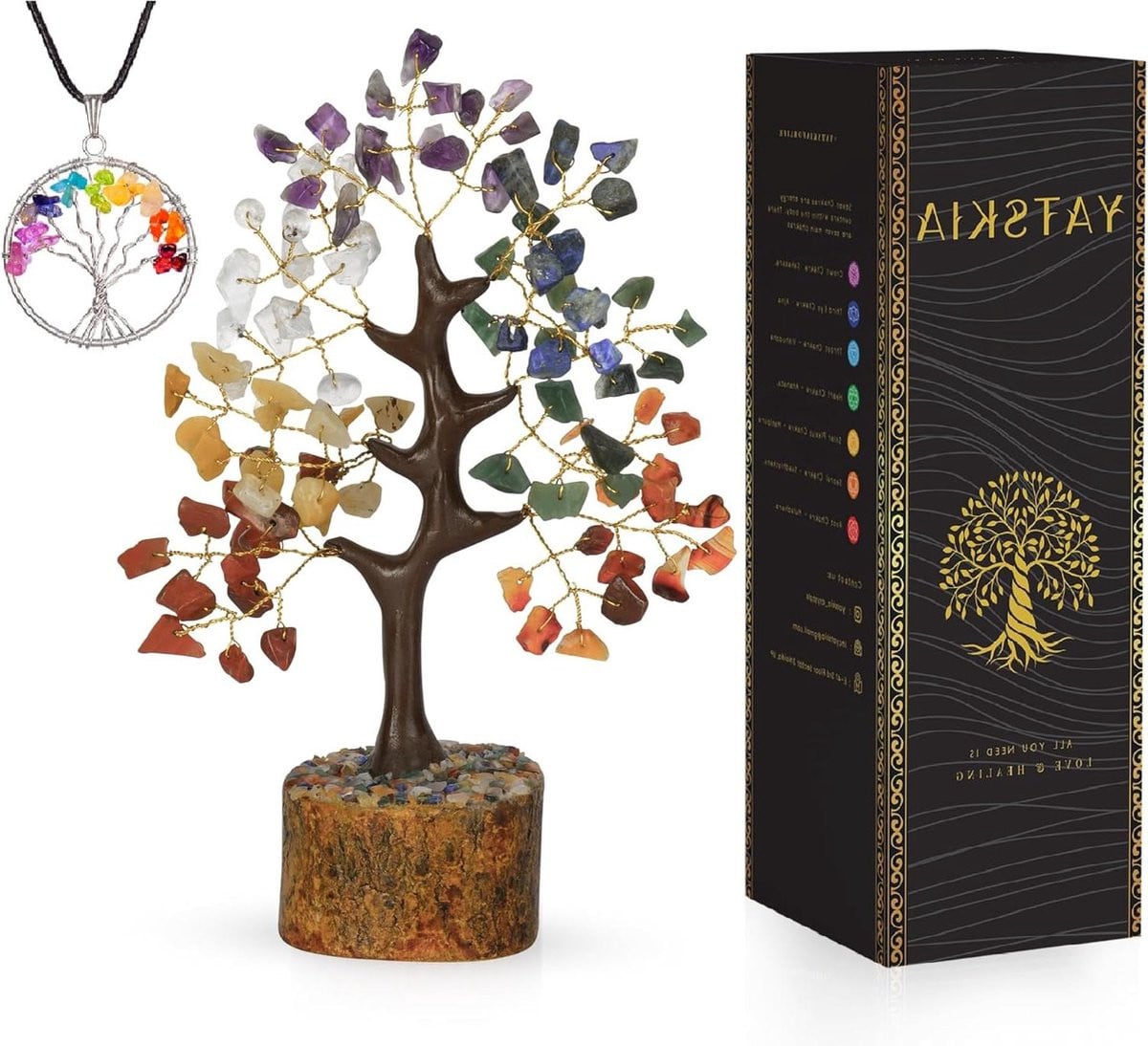 Zeven Chakra Kristalboom ornament voor woondecoratie en kristallen kettingen
