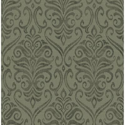 Chesapeake Adavu Dark Green Damask Wallpaper