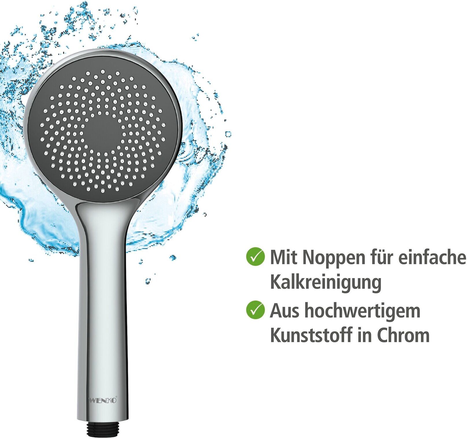 Handbrause WENKO "Watersaving System", silber (silberfarben), B:13,5cm T:5,6cm, Duschköpfe, Handbrause, Durchmesser 9,6 cm