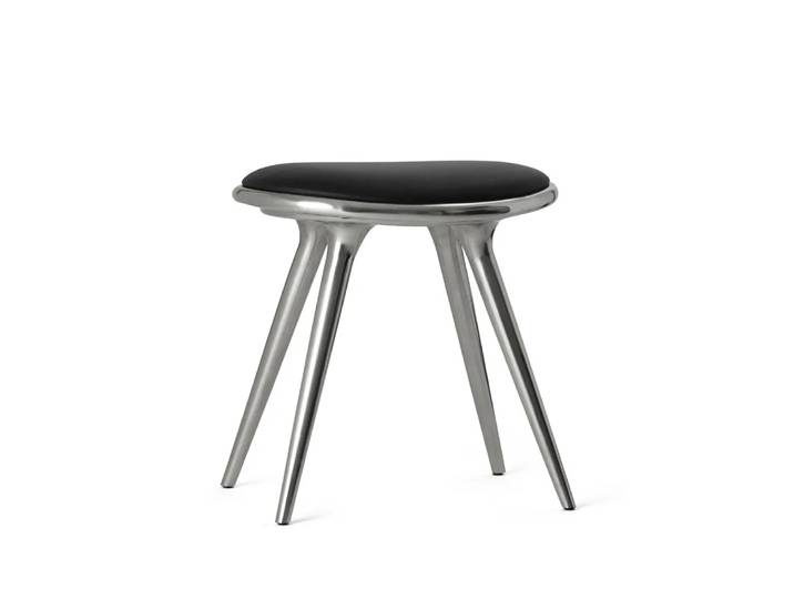 Mater Tabouret Mater cuir noir, structure en aluminium