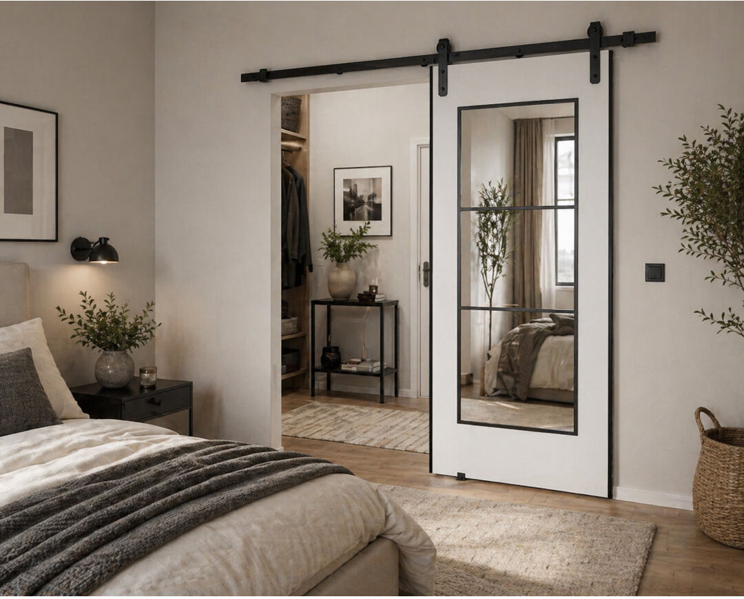 Brayden Studio Ketterer Barn Door Light Grey 86cm x 205cm