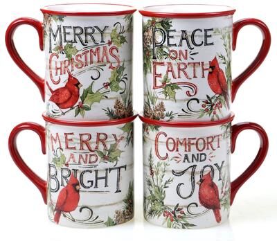 Certified International Evergreen Christmas 16 oz. Mugs (Set of 4)