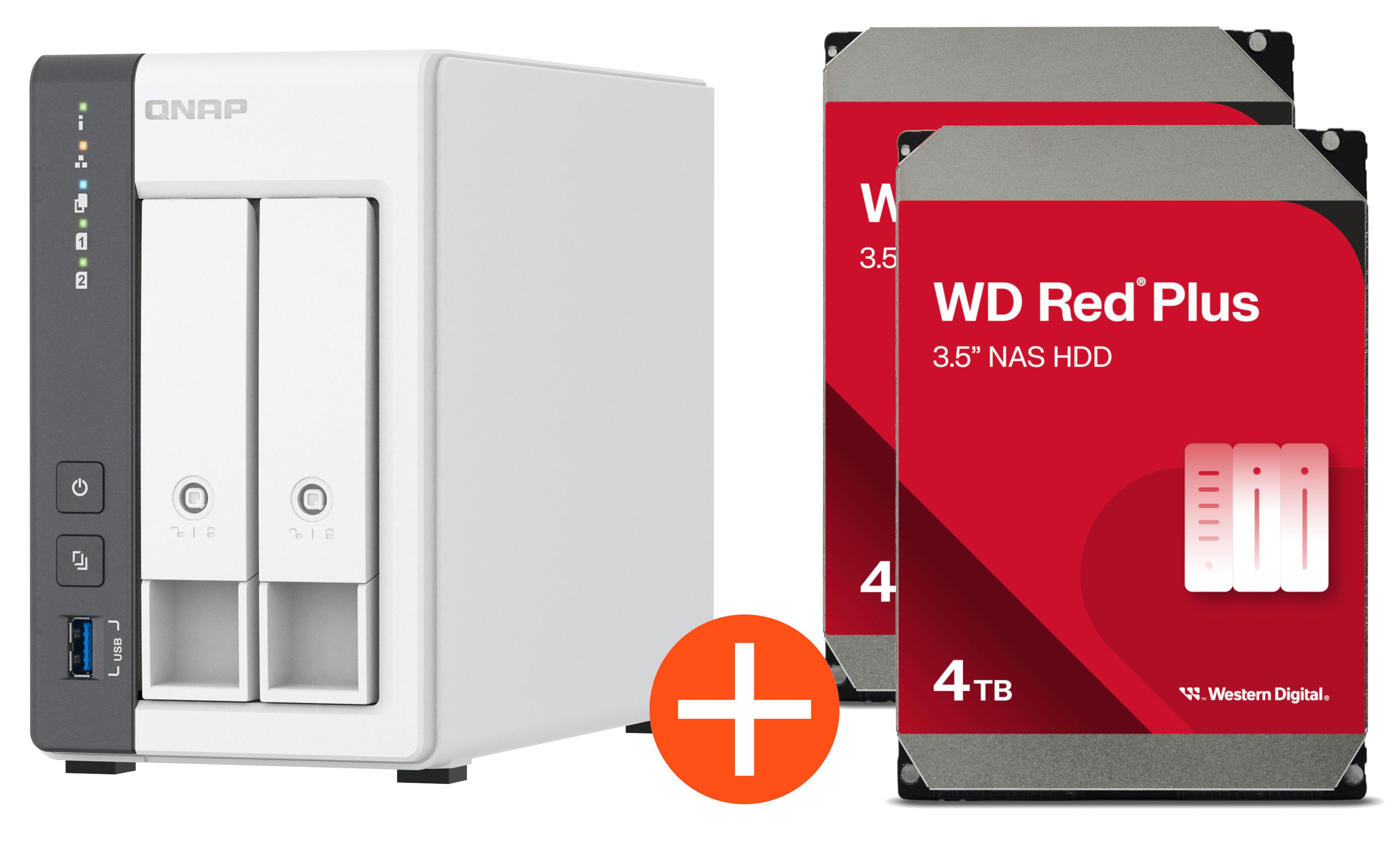QNAP TS-216G NAS System 2-Bay 8TB inkl. 2x 4TB WD Red Plus WD40EFPX TS-216G + 2x WD40EFPX