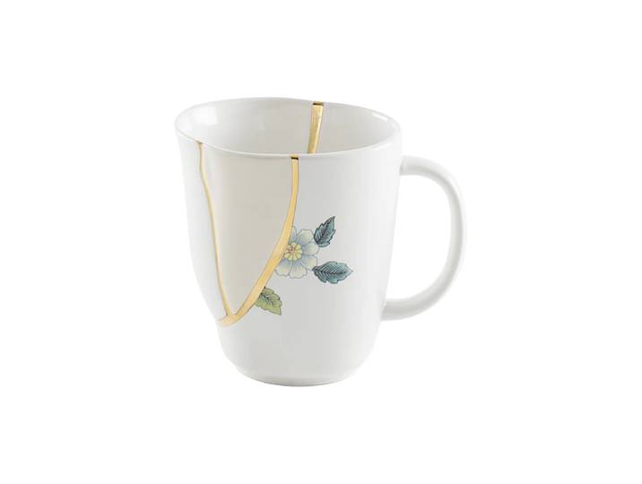 Design Becher „Kintsugi 01“ aus Porzellan mit Golddekor verziert Multicolor Seletti
