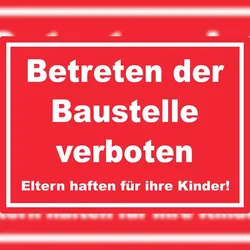 HB-Druck Betreten der Baustelle Aufkleber weiß-rot A8 (52x74mm)
