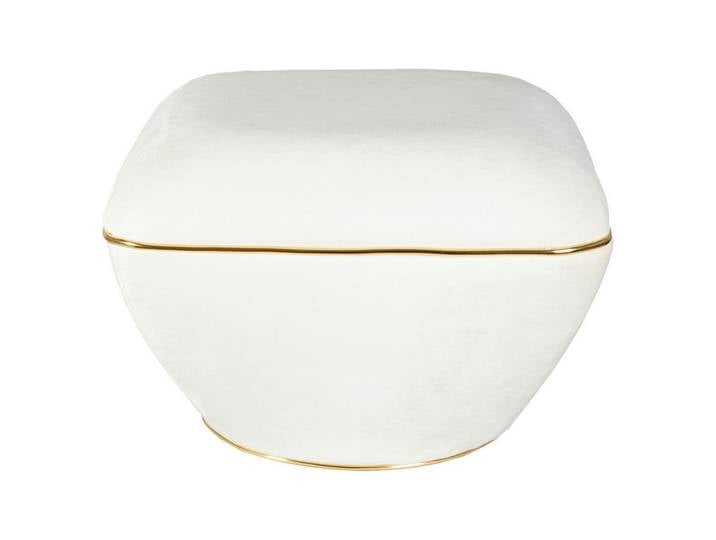 Kayoom Hocker, Goldfarben, Beige, Metall, 42.5 cm, Wohnzimmer, Sessel, Hocker, Sitzhocker