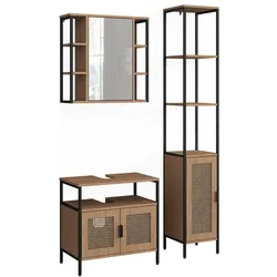 Vicco, Badmöbelset, Badmöbel-Set Linara, Eiche, 3er Set