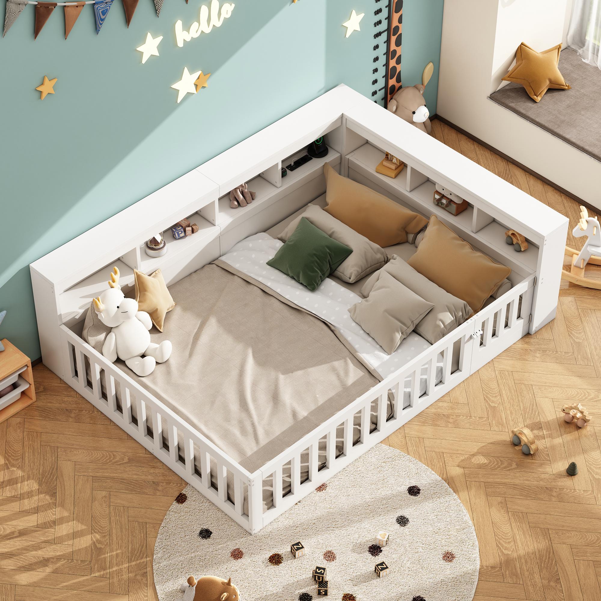 STILVORA Kinderbett 140×200 mit Matratze und rausfallschutz,Jugendbett mit Steckdose und usb,Tagesbett Schlafsofa,Weiß