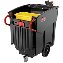 Abfallwagen Rubbermaid Mega Brute mobiler Abfallsammler Schwarzer mobiler Container mit Tür und Beutelhalter